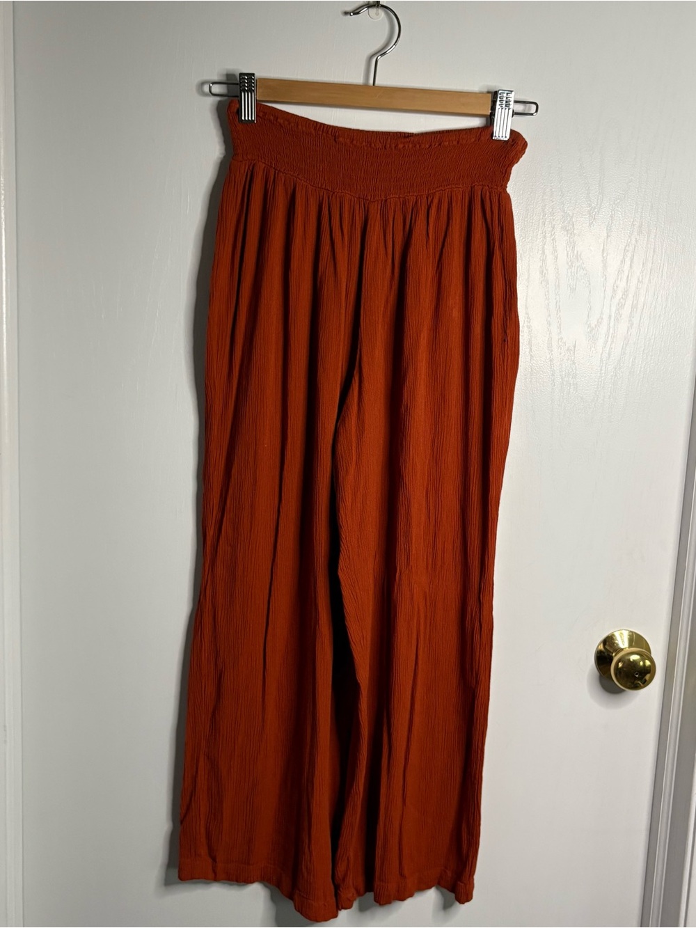 Charlotte Russe Wide-Leg Crinkle Gauze Pants Size S Coastal Boho Minimalist